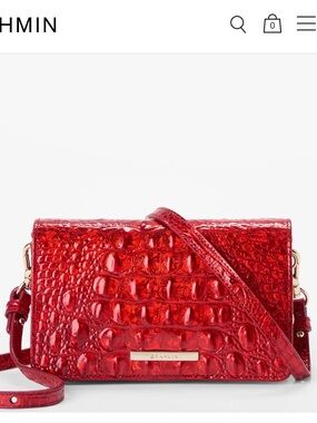 Brahmin Red Patent Croc-Embossed Crossbody Bag. MINUETTE